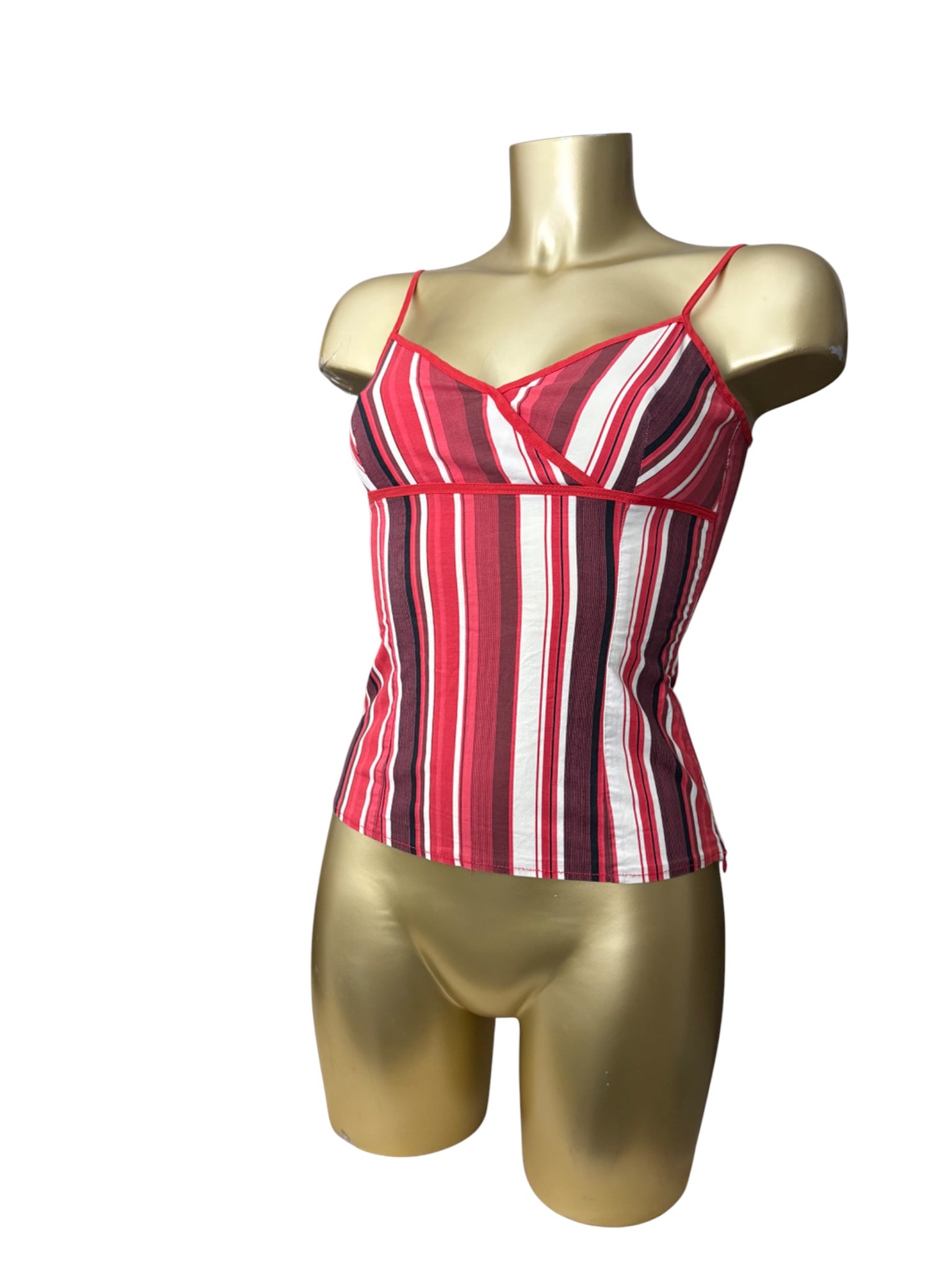 Red striped cotton cami top (S)