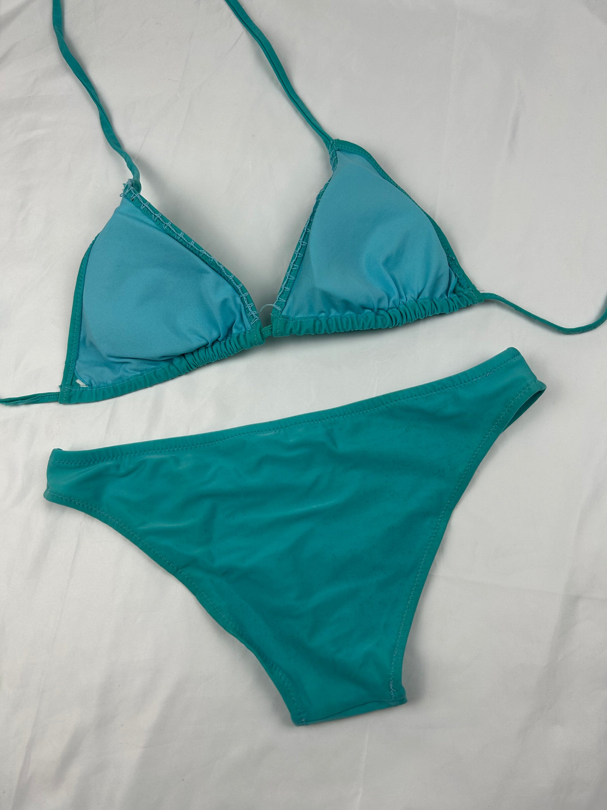 Blue embroidered pearls bikini set (M)