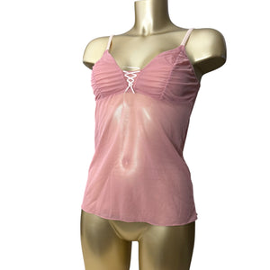 Pink mesh babydoll cami top (M/L)