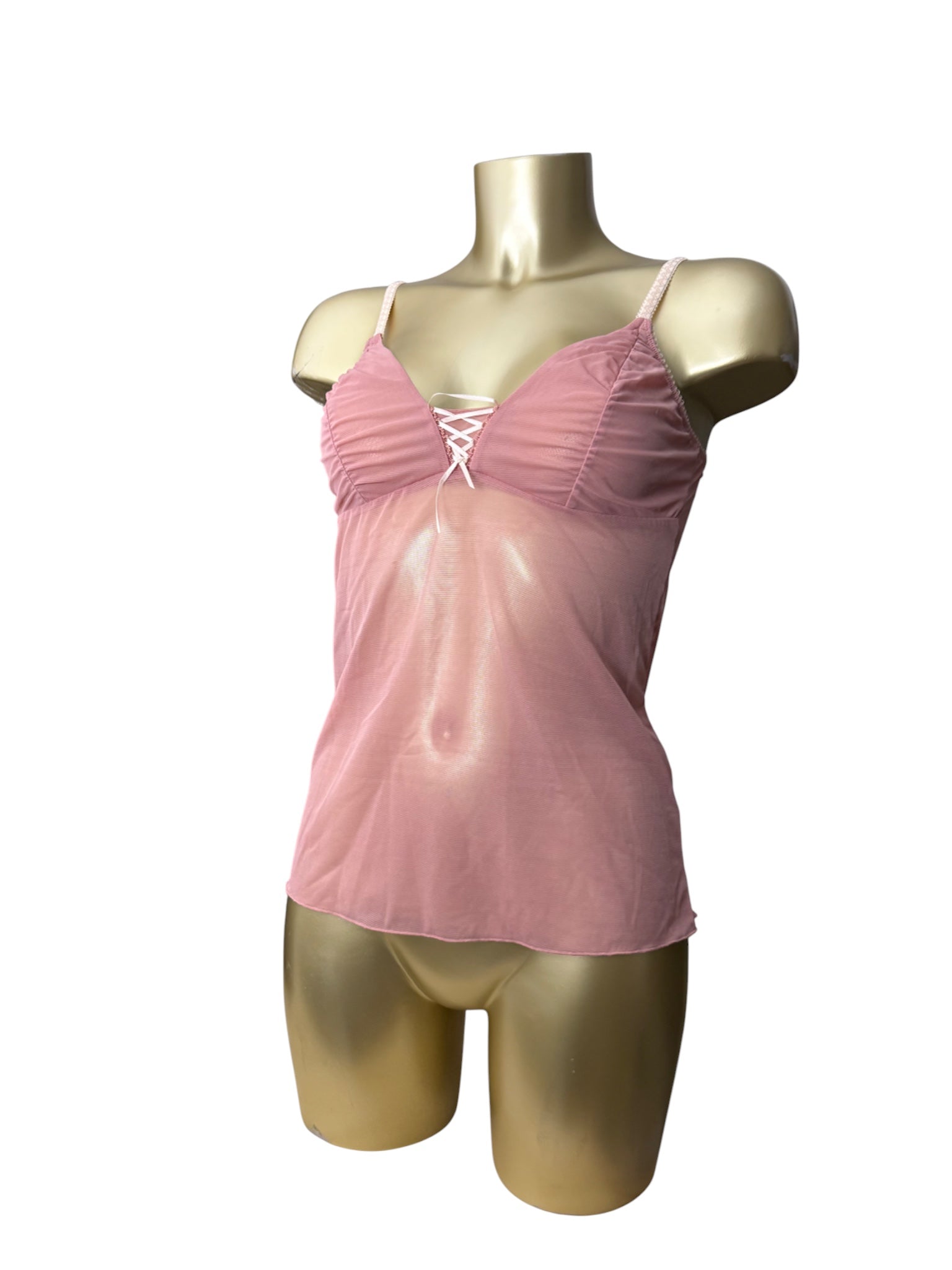 Pink mesh babydoll cami top (M/L)