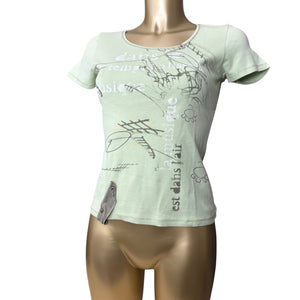 Green graphic 100% cotton tight fit tee (M)