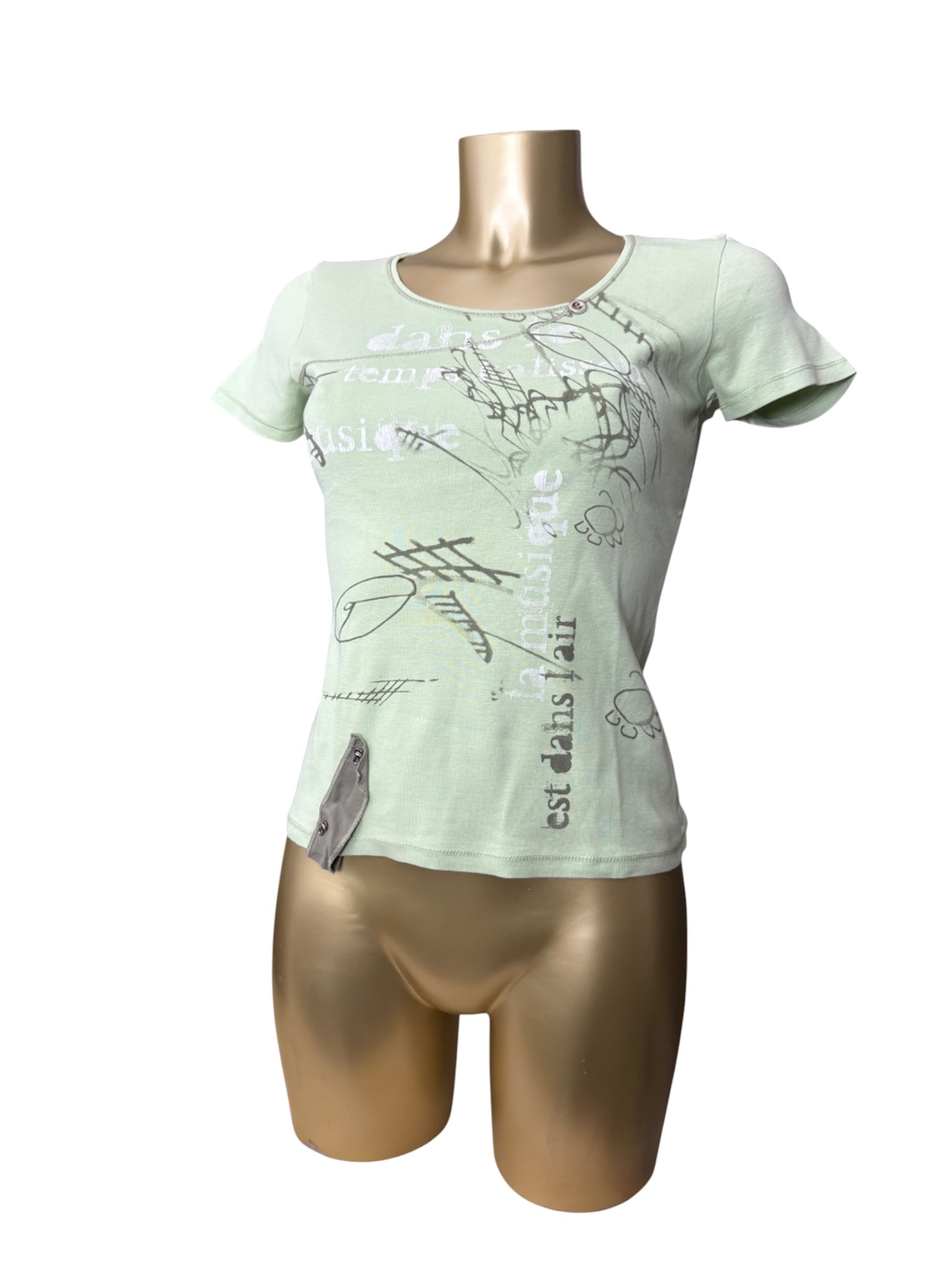 Green graphic 100% cotton tight fit tee (M)