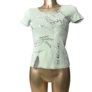 Green graphic 100% cotton tight fit tee (M)