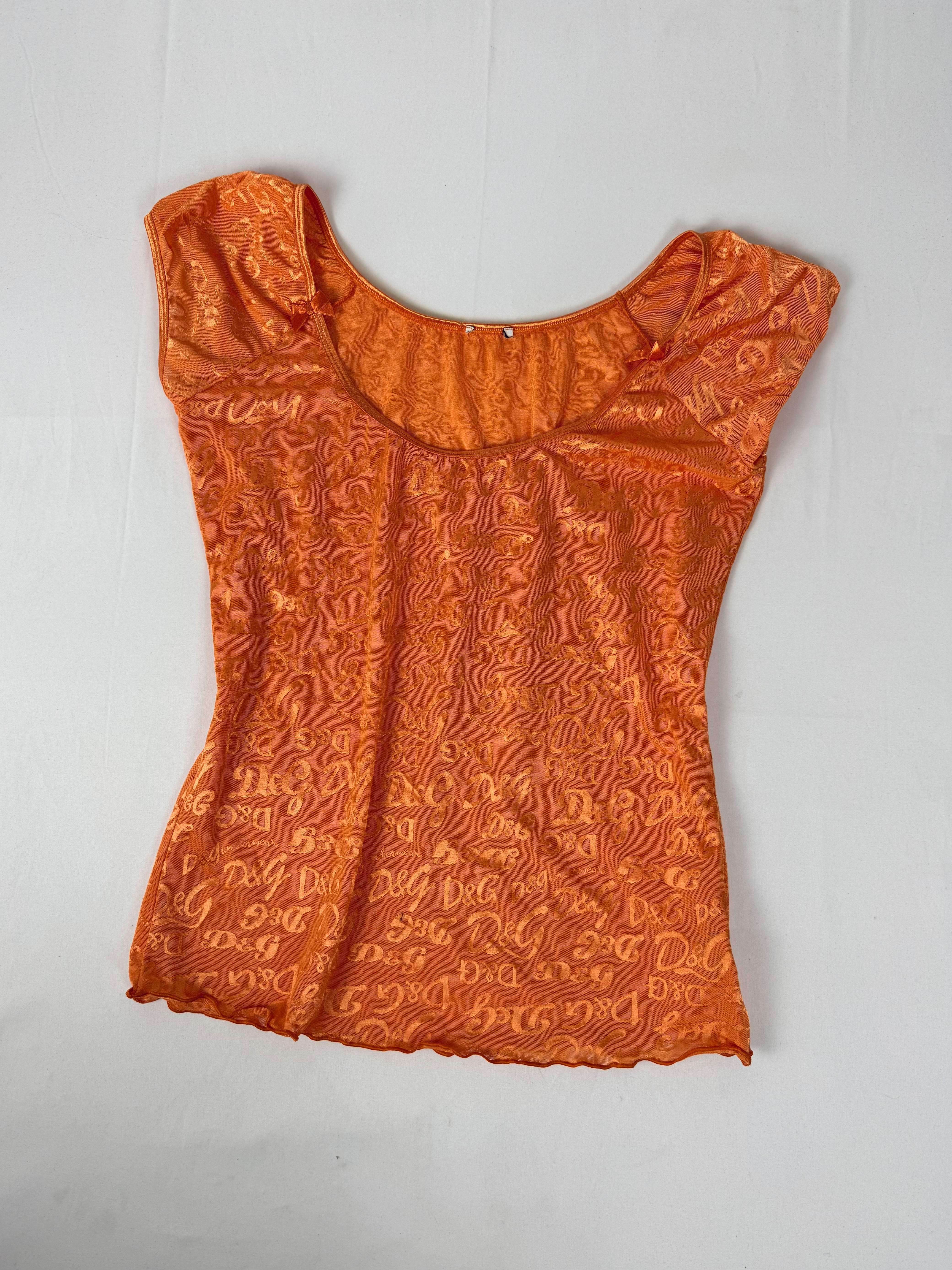 Orange mesh logo tee (XL)