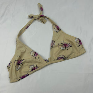 Beige floral adjustable bikini top (M)