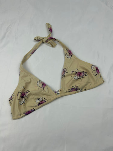 Beige floral adjustable bikini top (M)