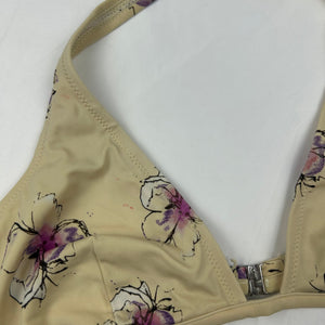 Beige floral adjustable bikini top (M)