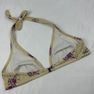 Beige floral adjustable bikini top (M)