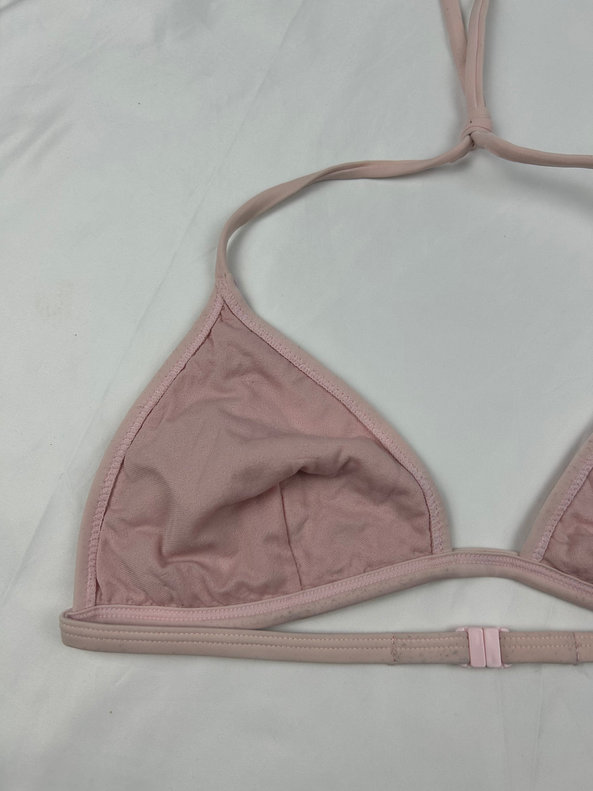 Pink embroidered pearls bikini top (S/M)