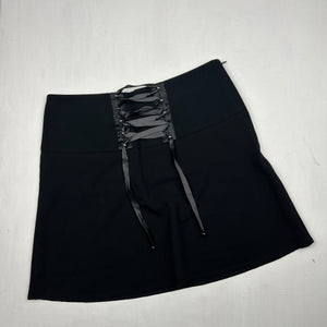 Black lace up mini pleated skirt (S)