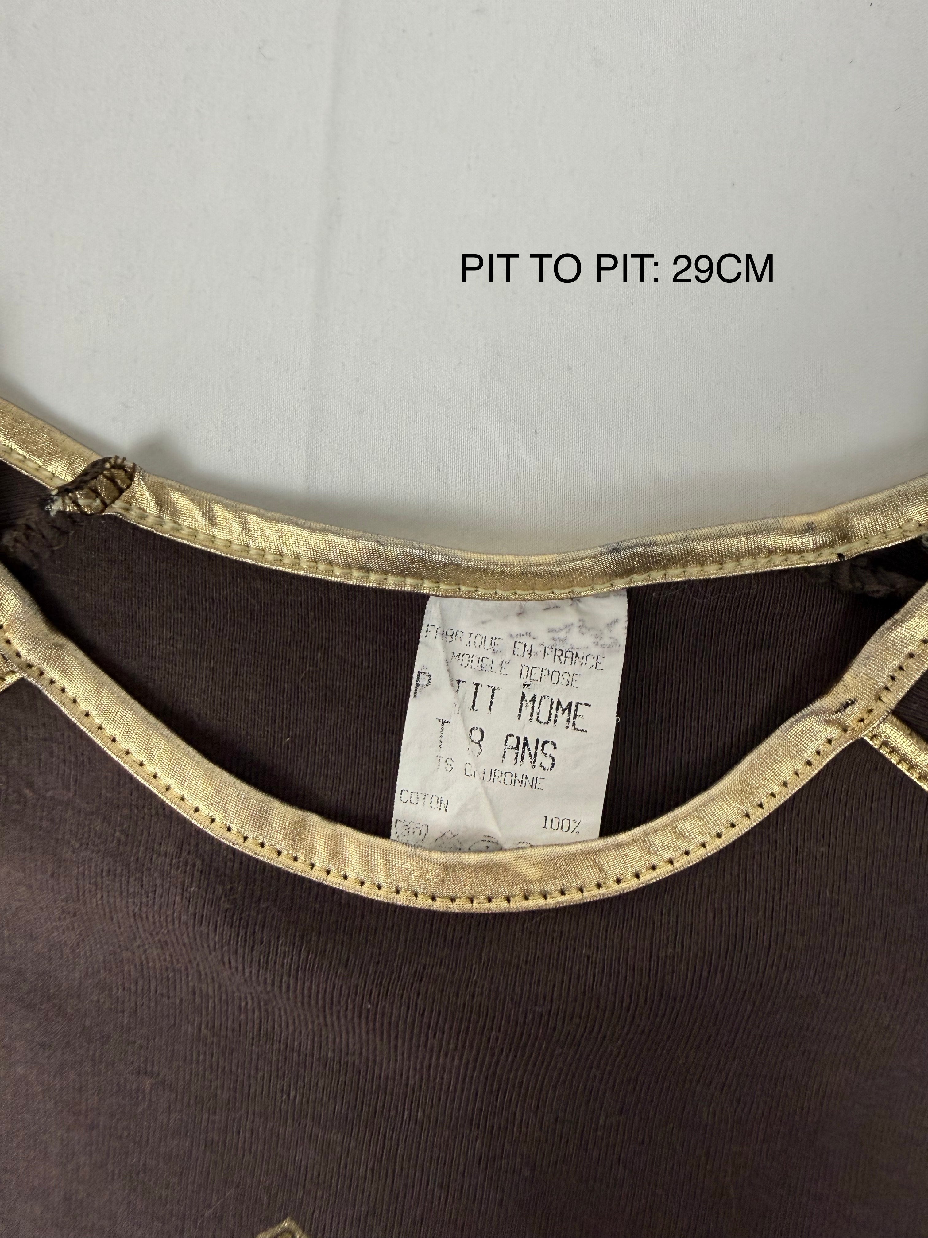 Brown graphic stretchy long sleeves top (XXS)