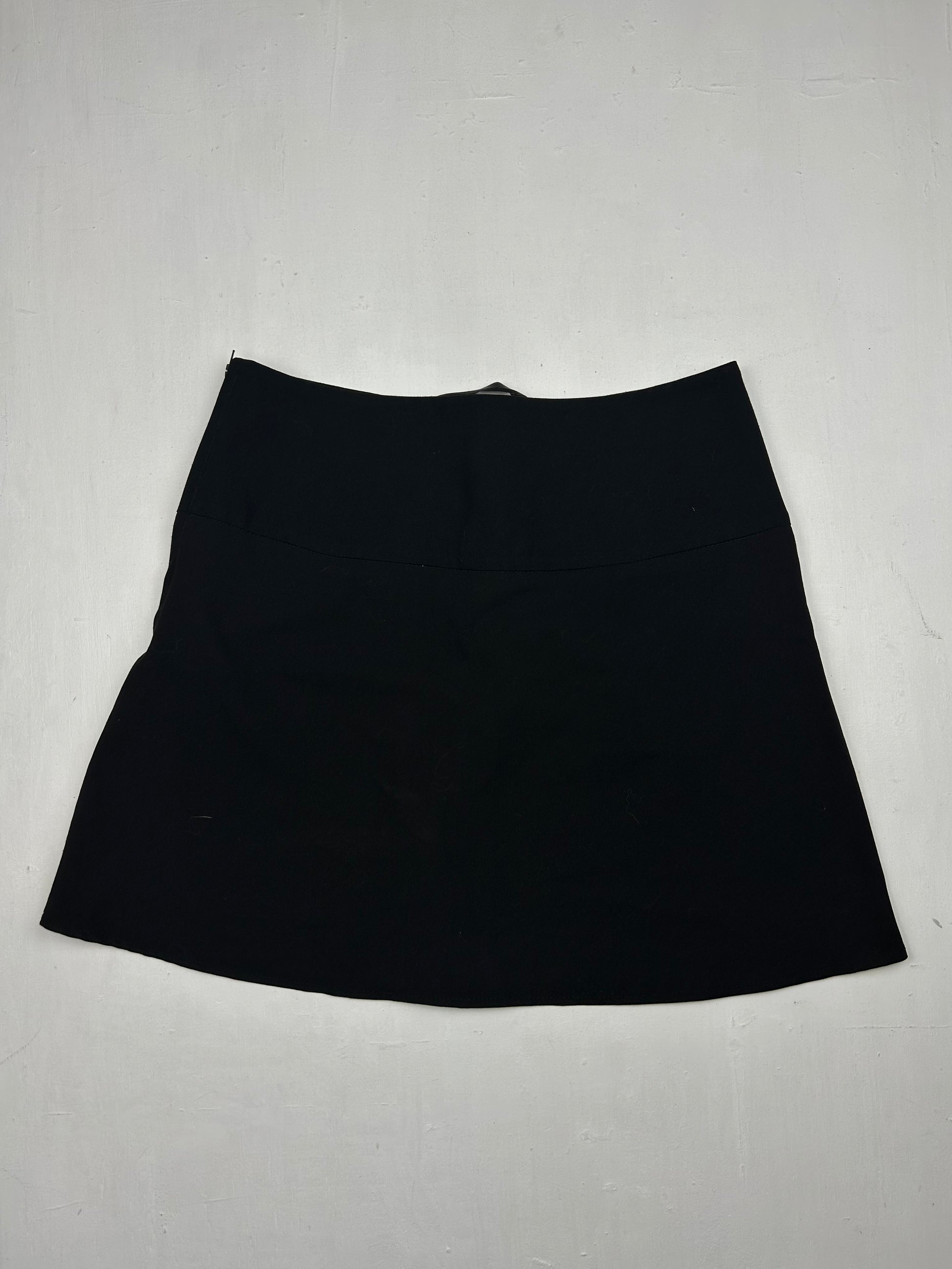 Black lace up mini pleated skirt (S)