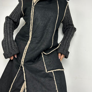 Grey bi fabric suede knit trench coat (M/L)