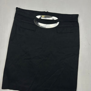 Black office buckle midi skirt (XL)