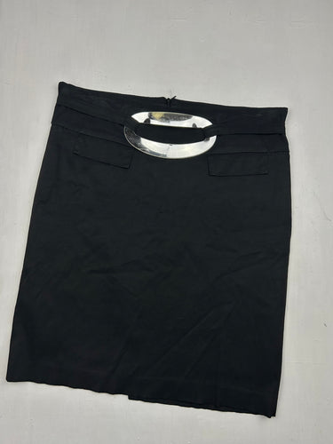 Black office buckle midi skirt (XL)