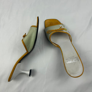 Floral real leather kitten heels mules (37)