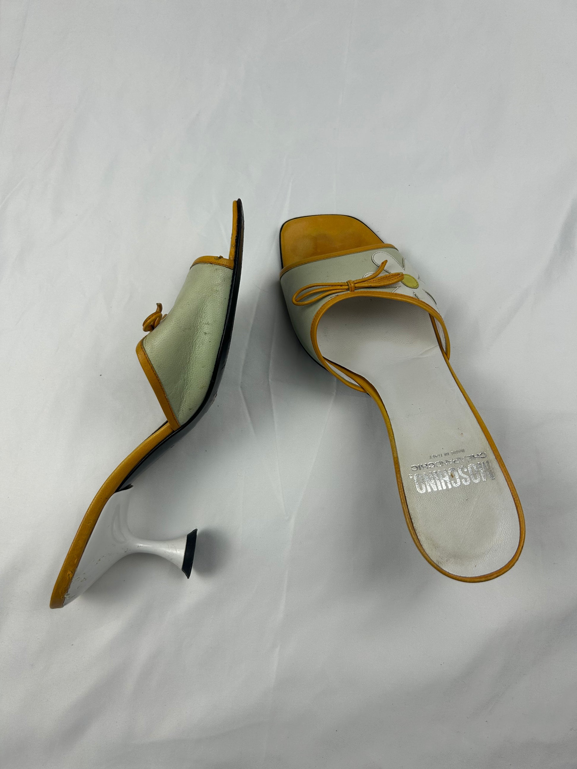 Floral real leather kitten heels mules (37)