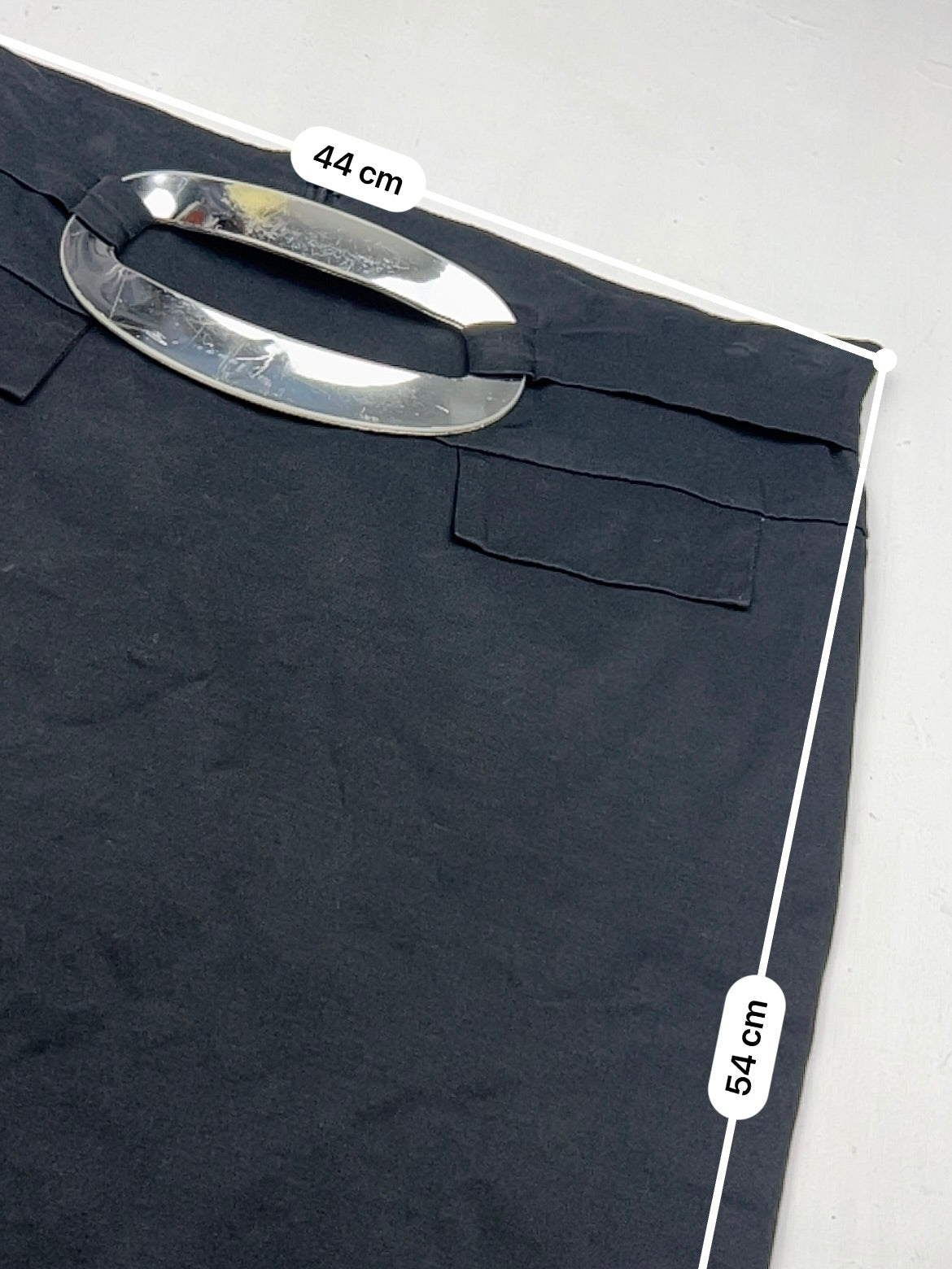 Black office buckle midi skirt (XL)