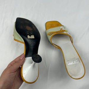 Floral real leather kitten heels mules (37)