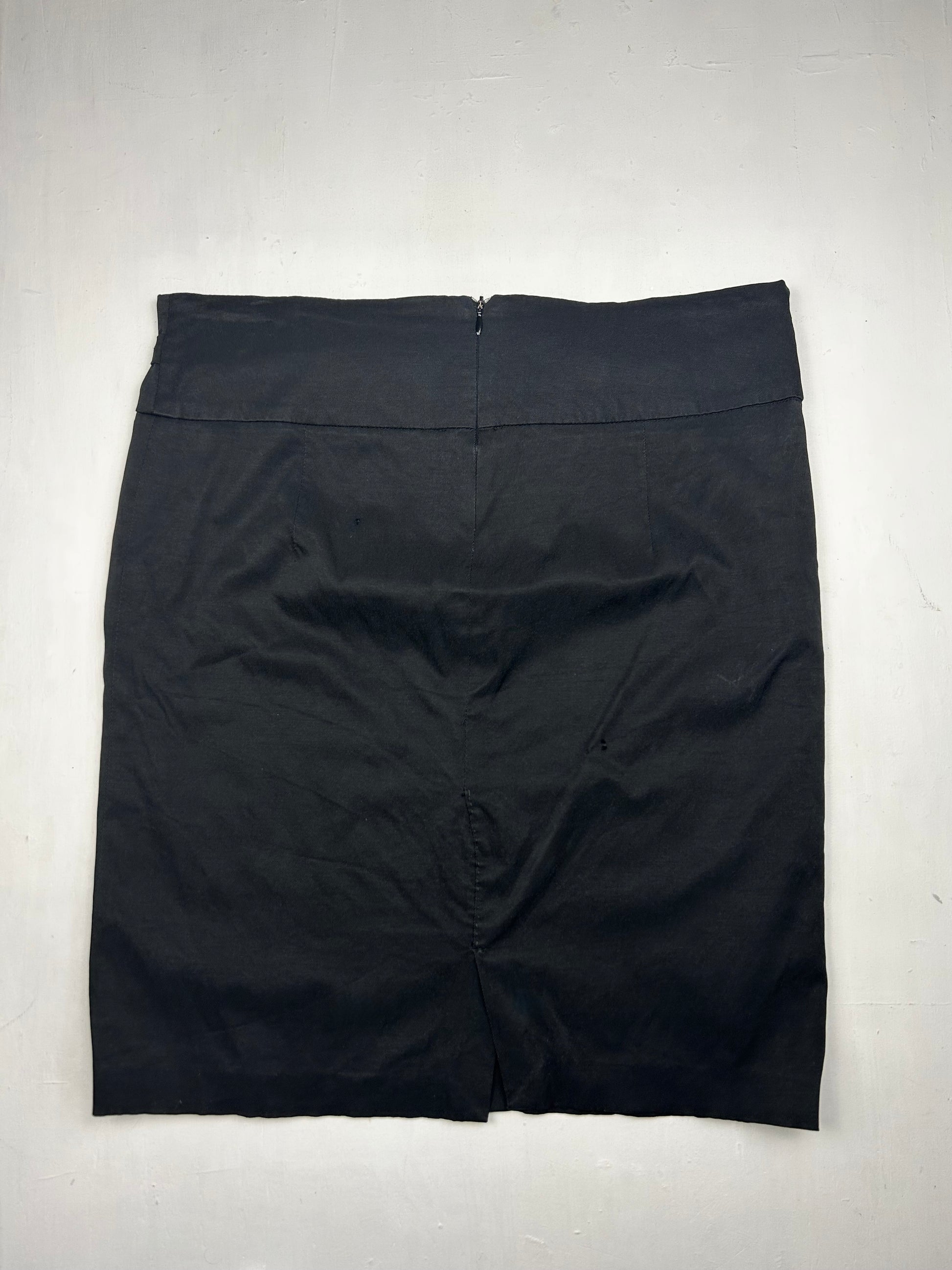 Black office buckle midi skirt (XL)
