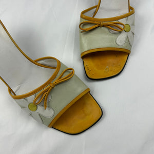 Floral real leather kitten heels mules (37)