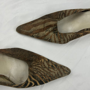 Khaki animal print pointed toes mules (39)