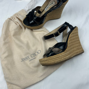 Black leather wedge heels (36)
