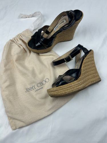 Black leather wedge heels (36)