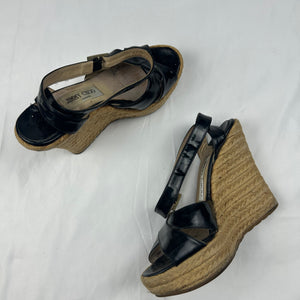 Black leather wedge heels (36)