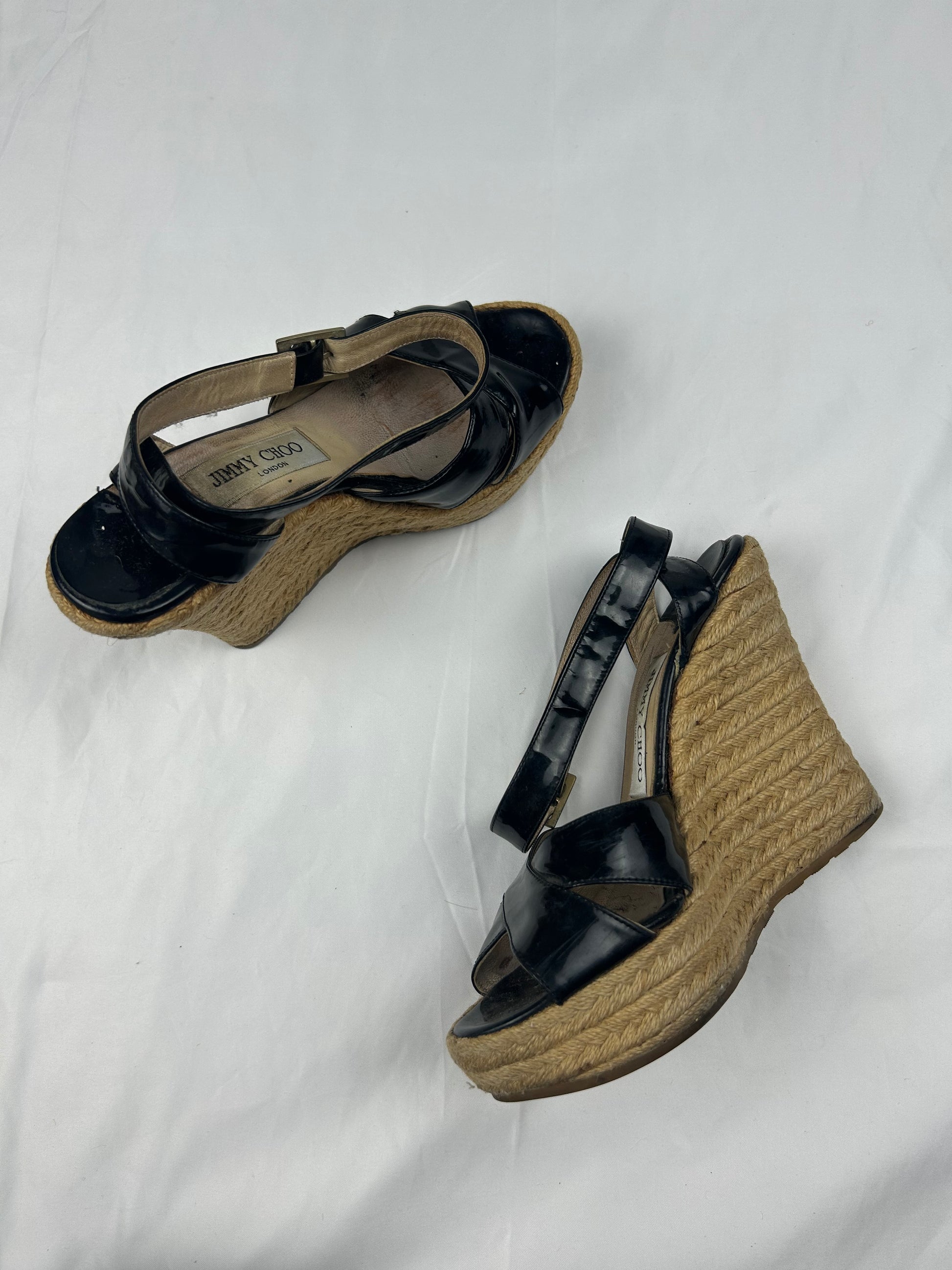 Black leather wedge heels (36)