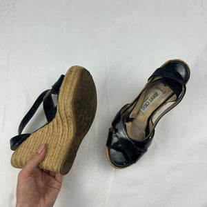 Black leather wedge heels (36)