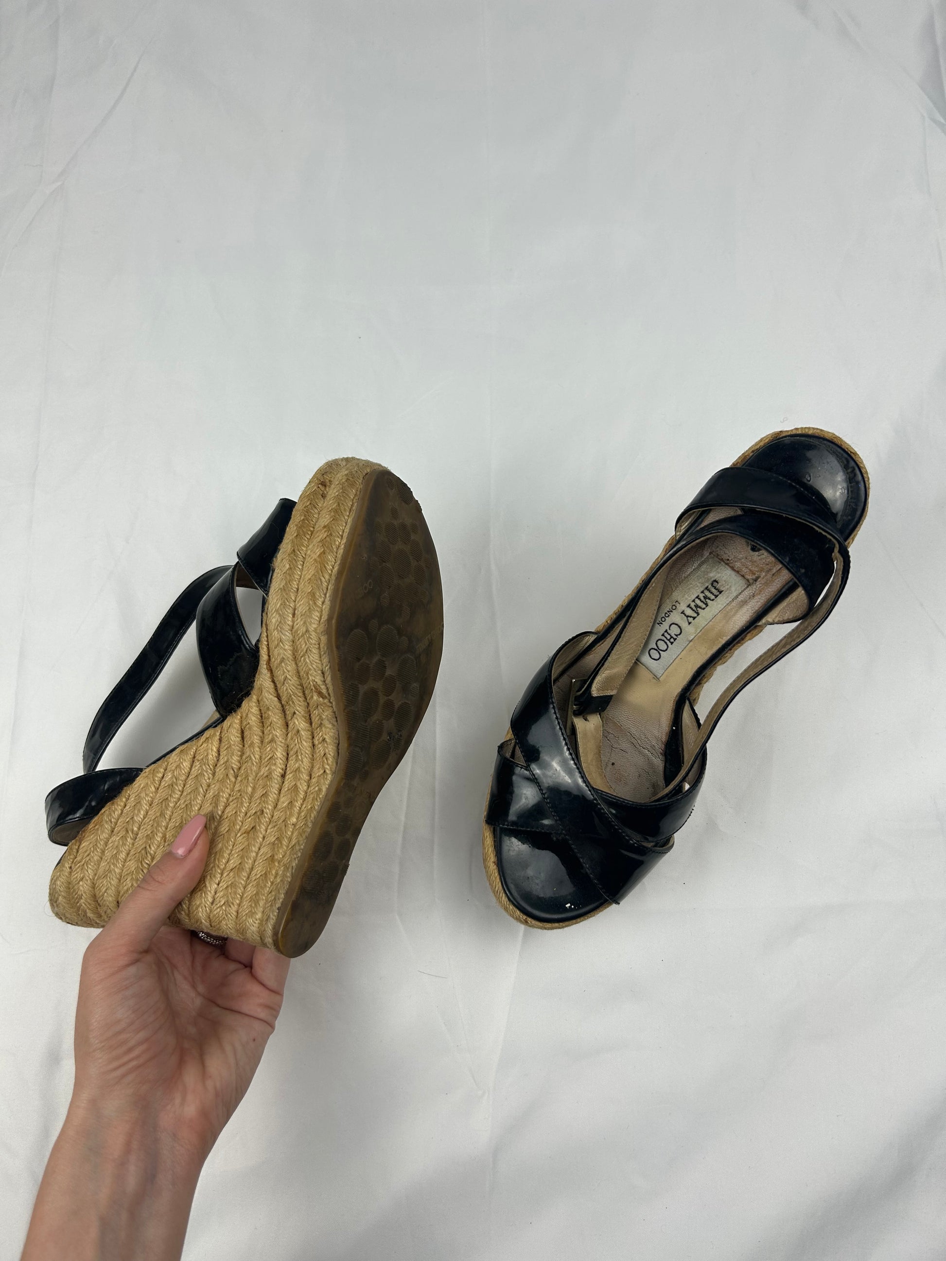 Black leather wedge heels (36)
