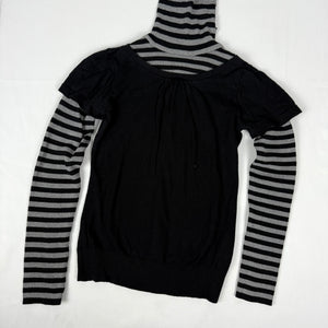 Black turtleneck shorts sleeves jumper + top (S)