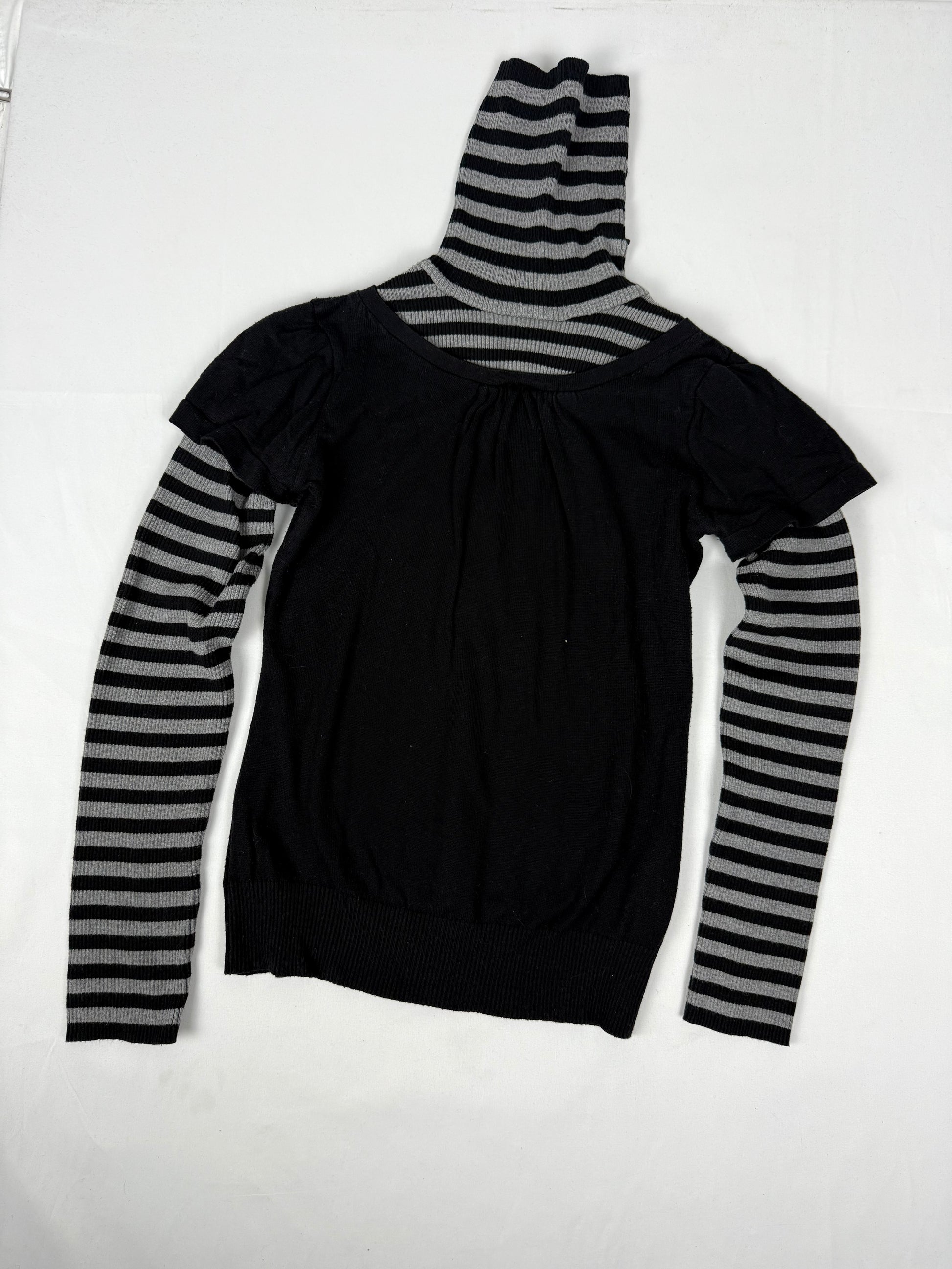 Black turtleneck shorts sleeves jumper + top (S)
