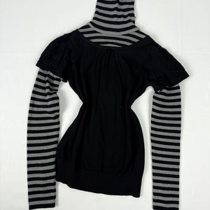 Black turtleneck shorts sleeves jumper + top (S)
