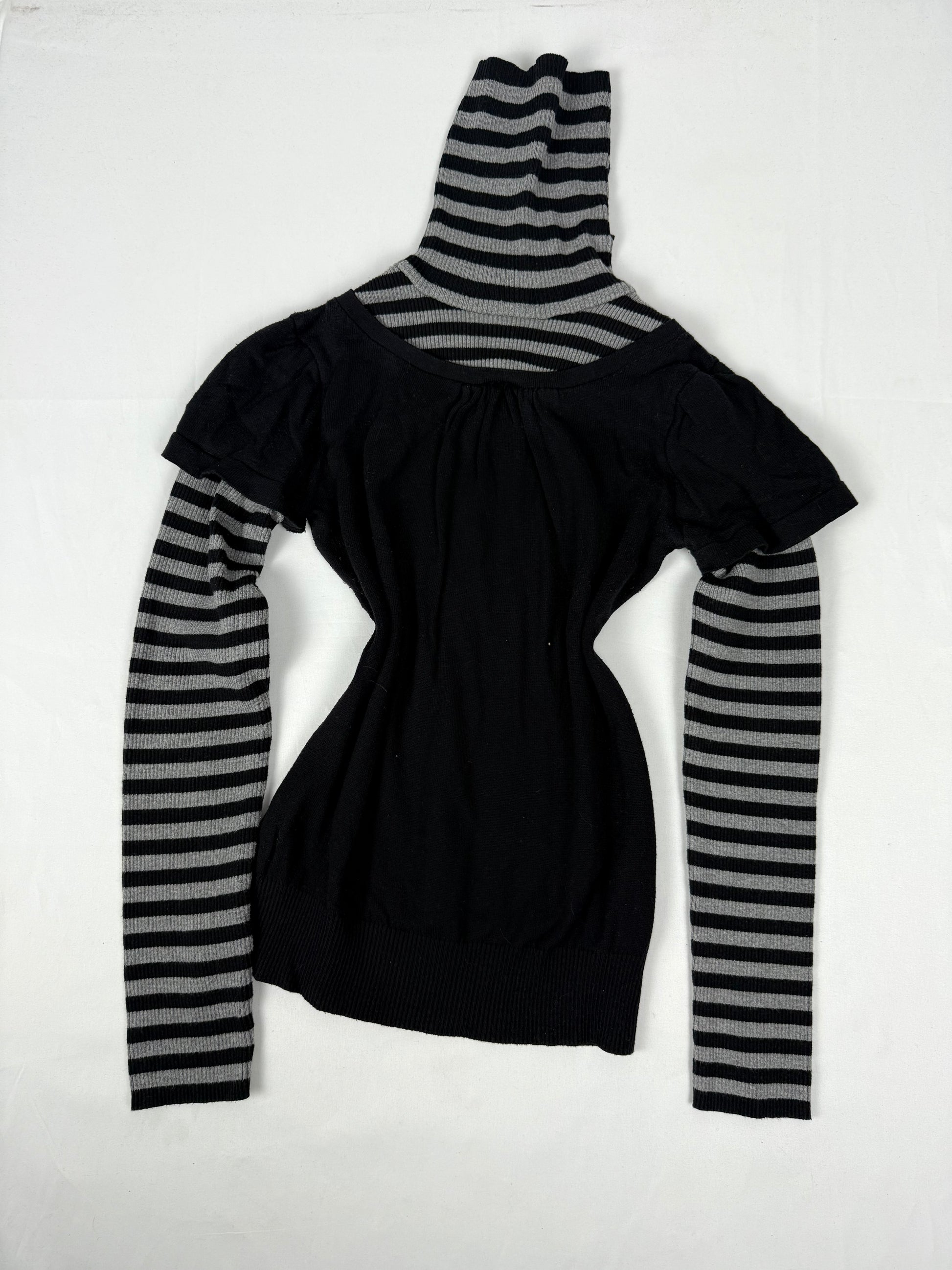 Black turtleneck shorts sleeves jumper + top (S)