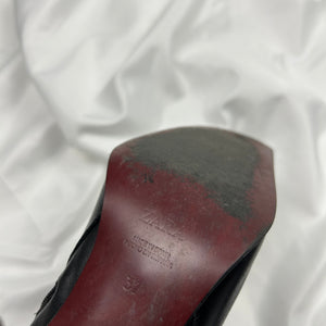 Black real leather heels boots (37)