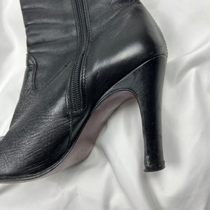 Black real leather heels boots (37)