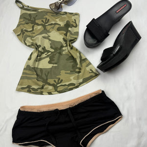 Black cotton underwear low rise mini  shorty (S)