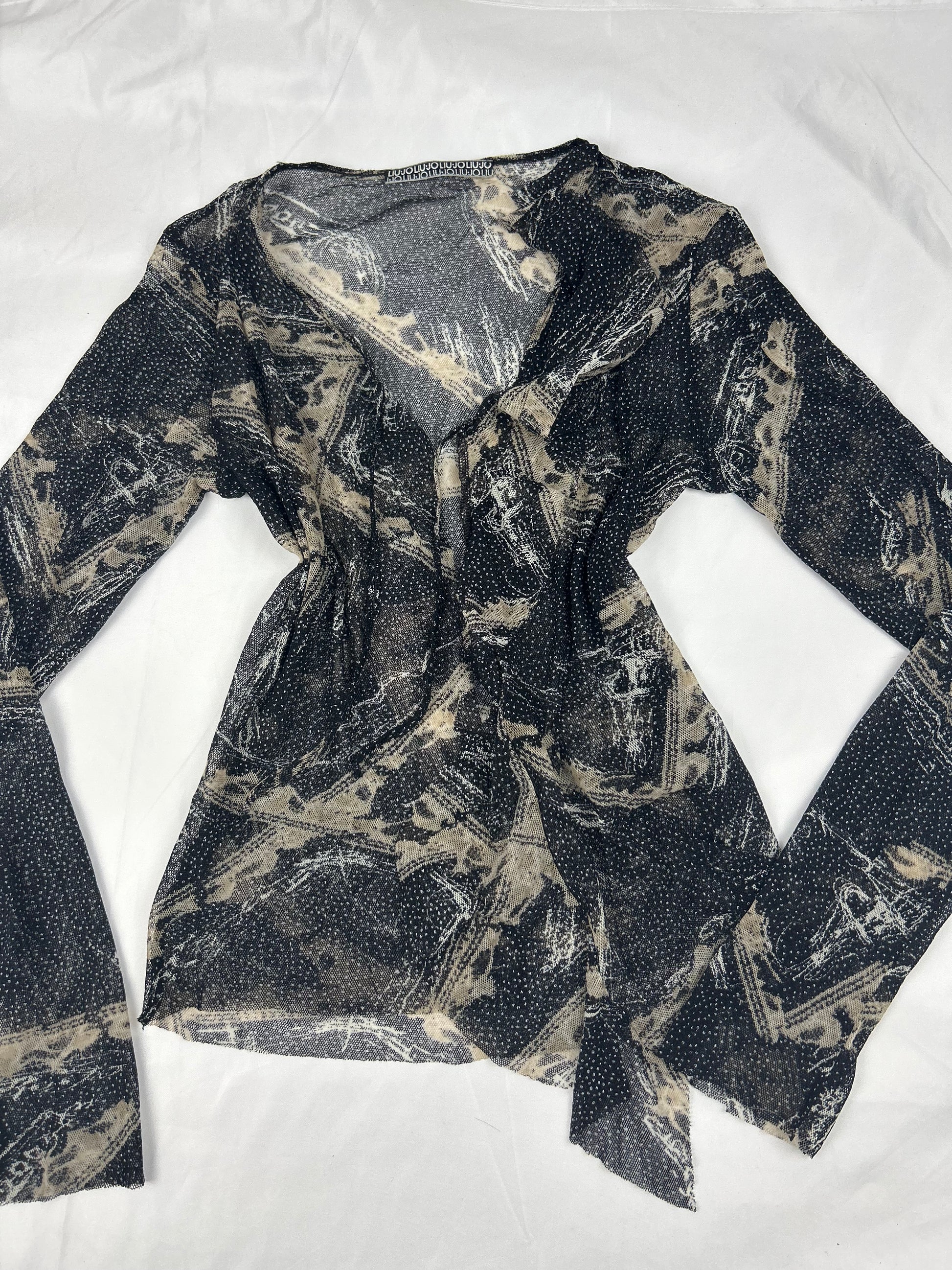Black mesh cardigan + cami top set  (S)