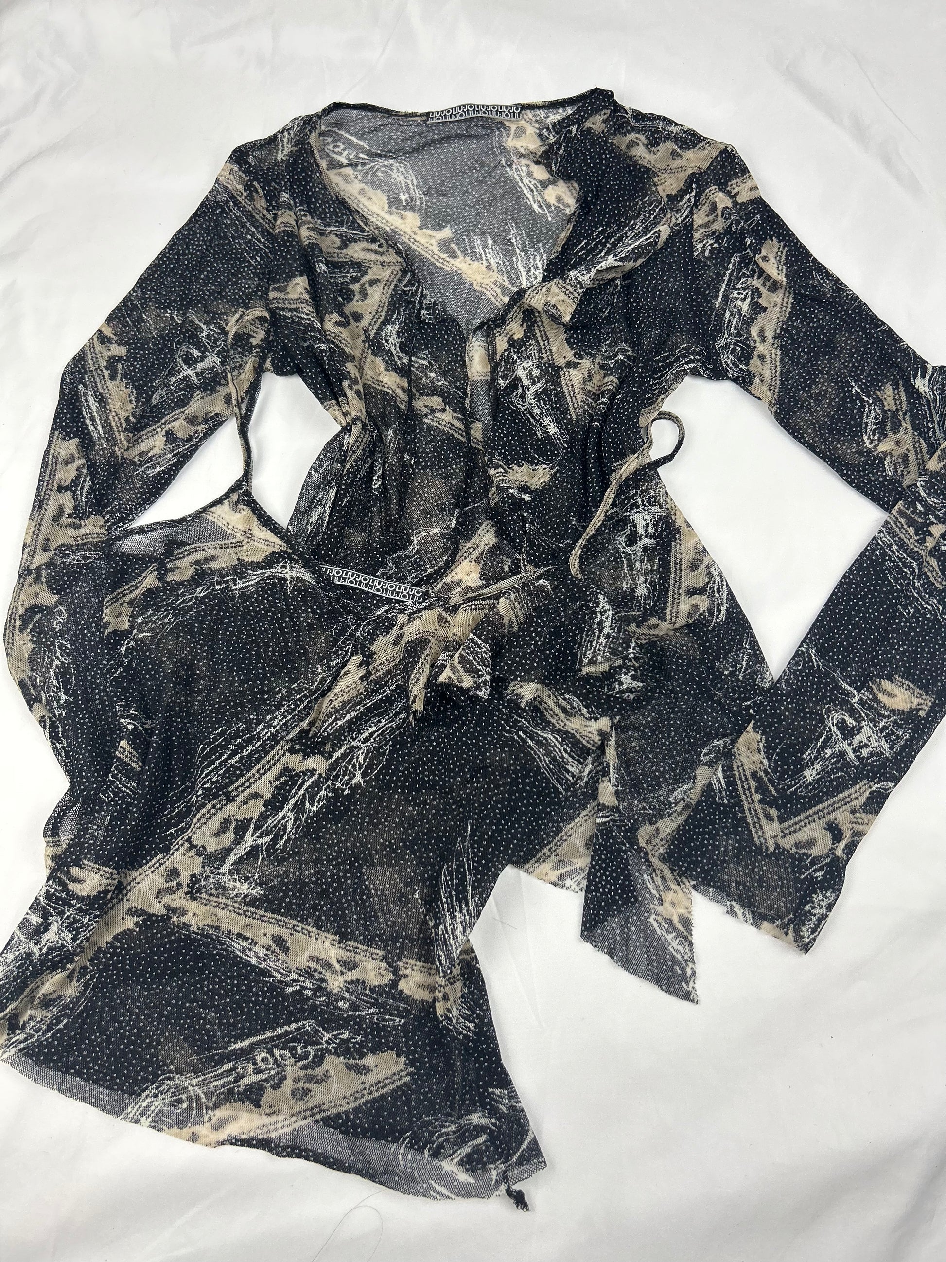 Black mesh cardigan + cami top set  (S)