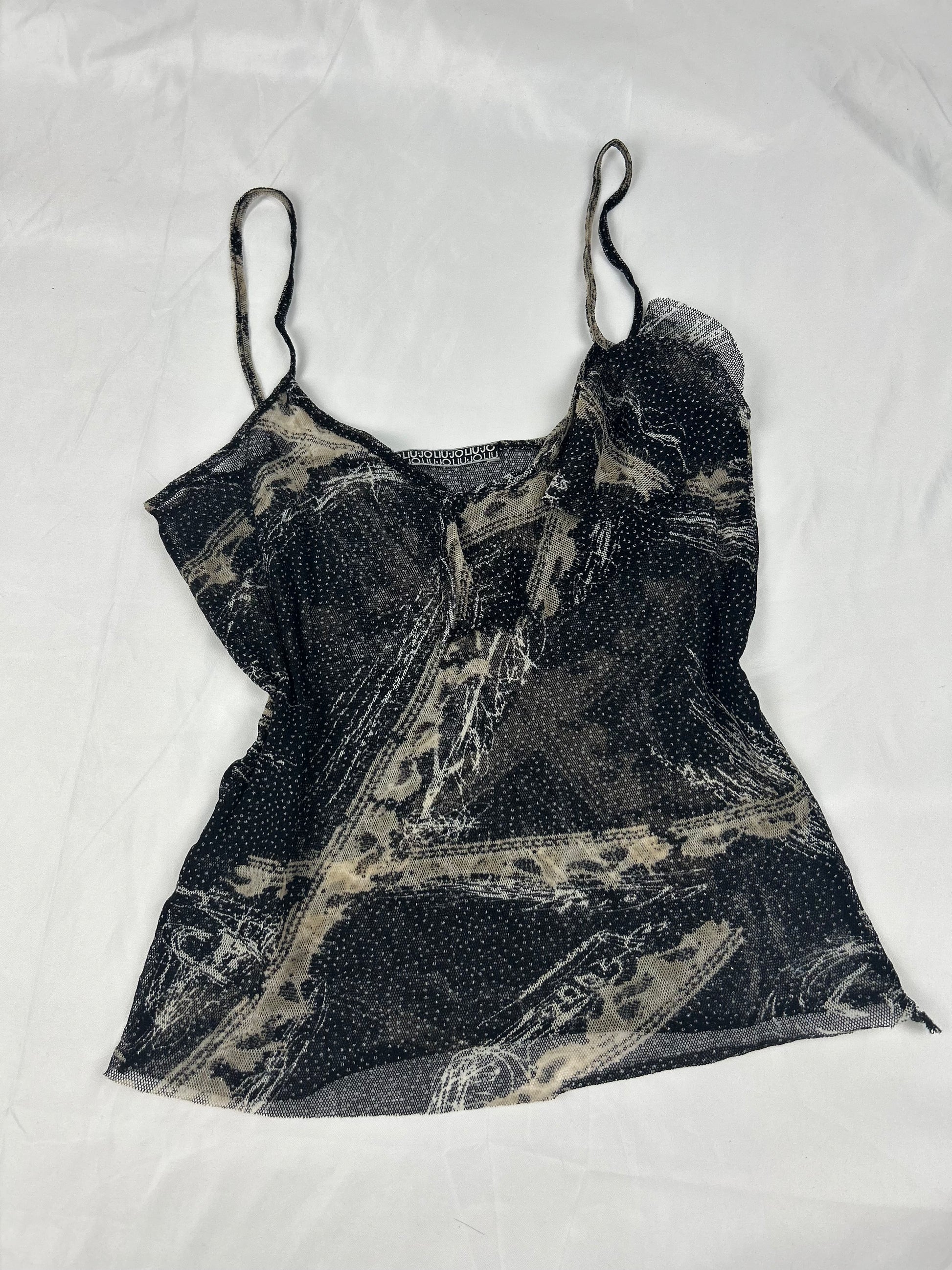 Black mesh cardigan + cami top set  (S)