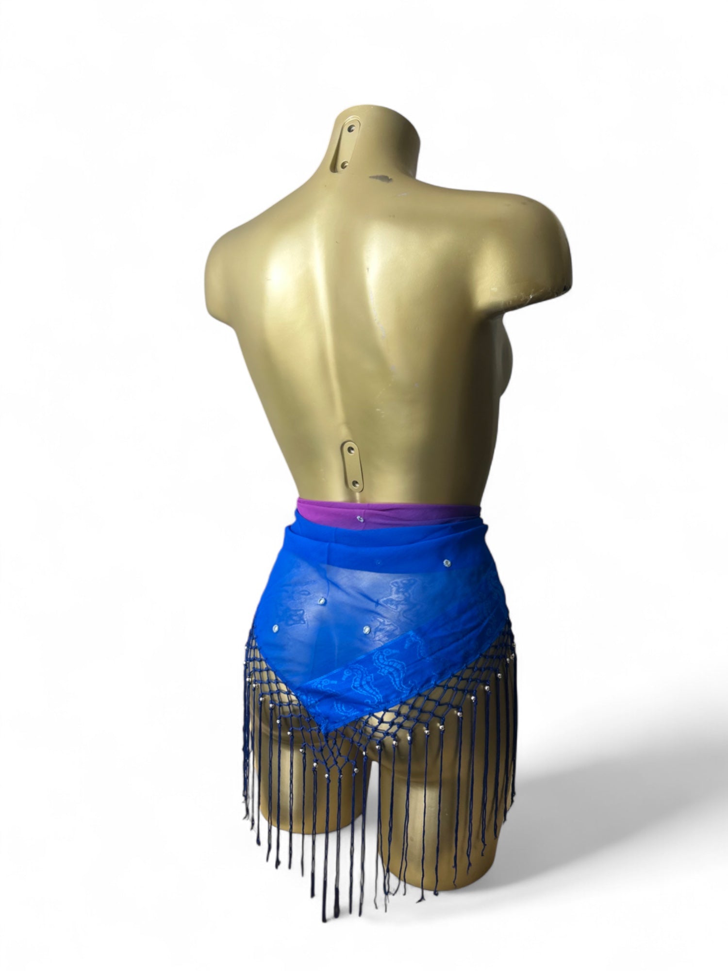 Blue & purple mesh pareo tie up mini skirt / top