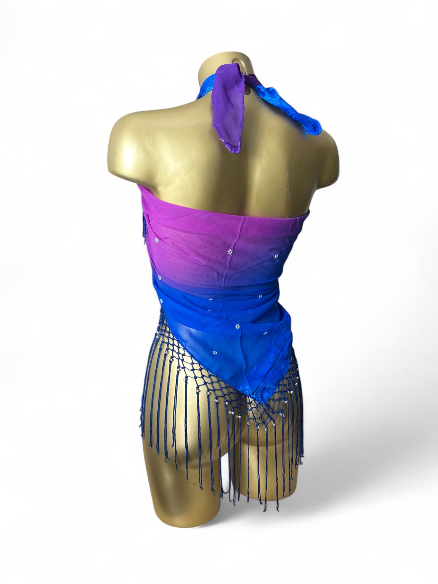 Blue & purple mesh pareo tie up mini skirt / top