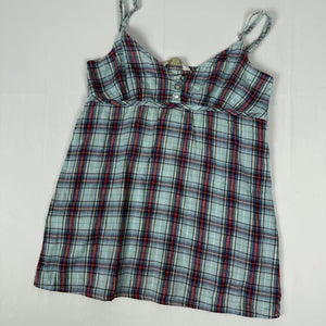Baby blue check print coton cami top (XS)