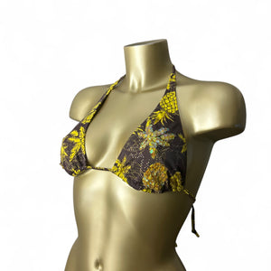 Khaki sequins adjustable bikini top (M)