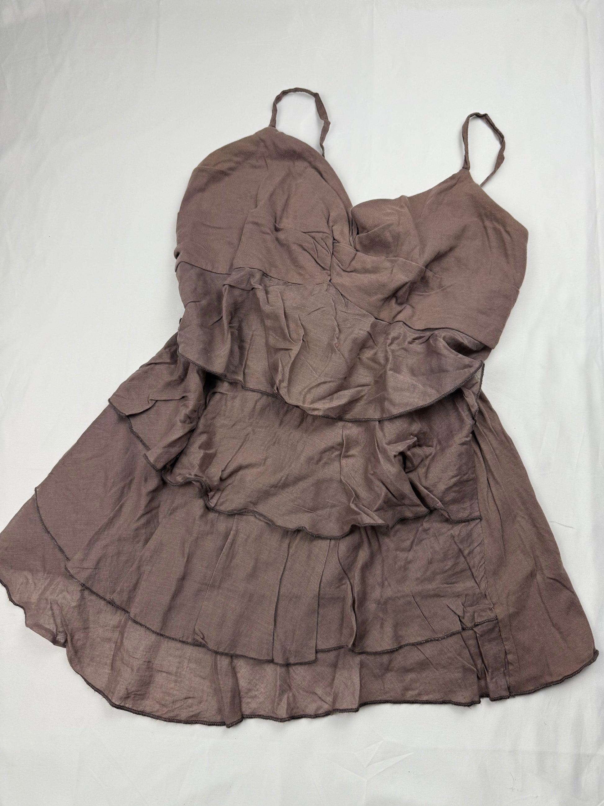 Brown ruffle cami top (M)
