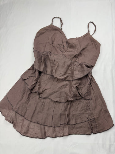 Brown ruffle cami top (M)