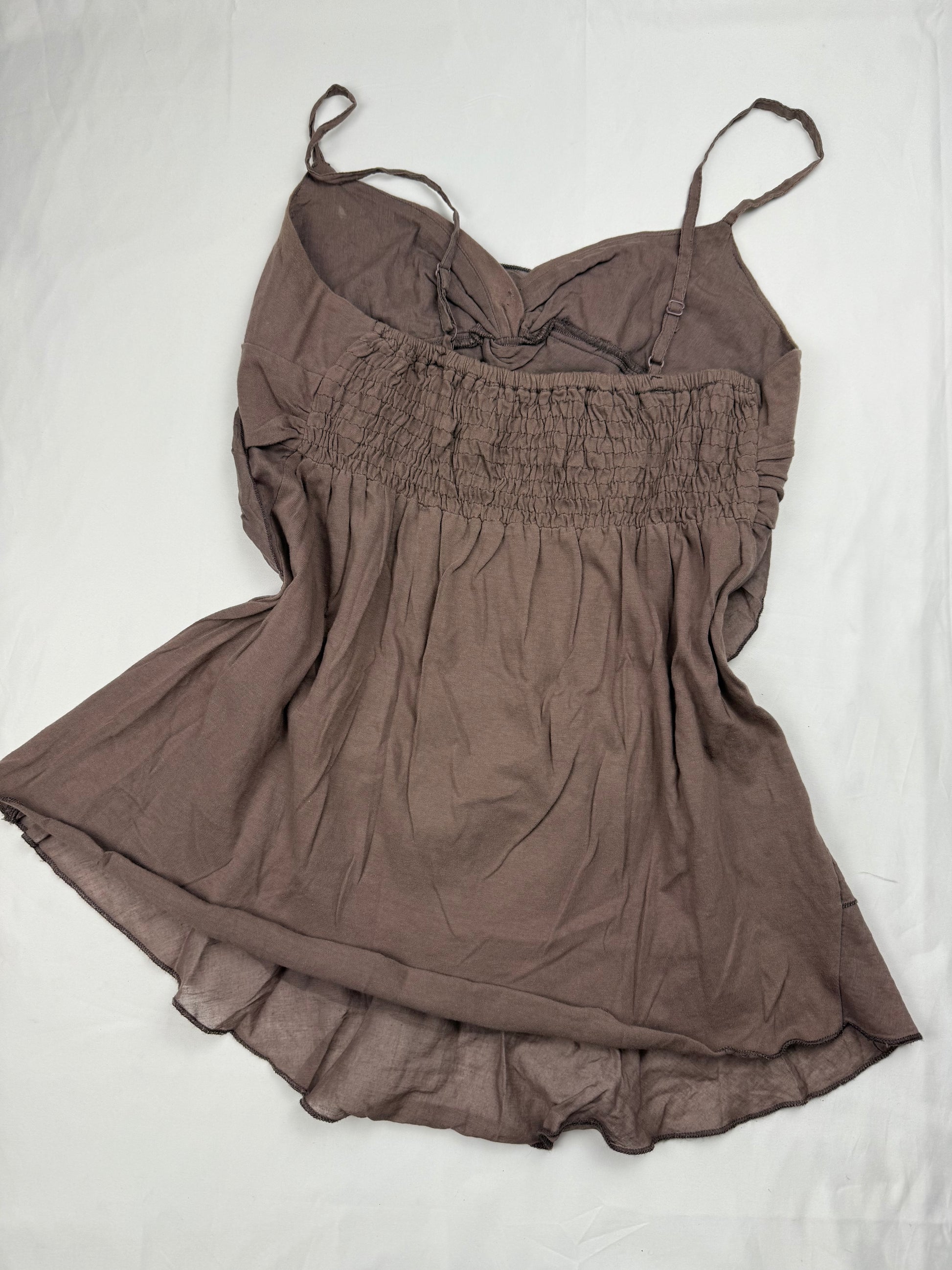 Brown ruffle cami top (M)