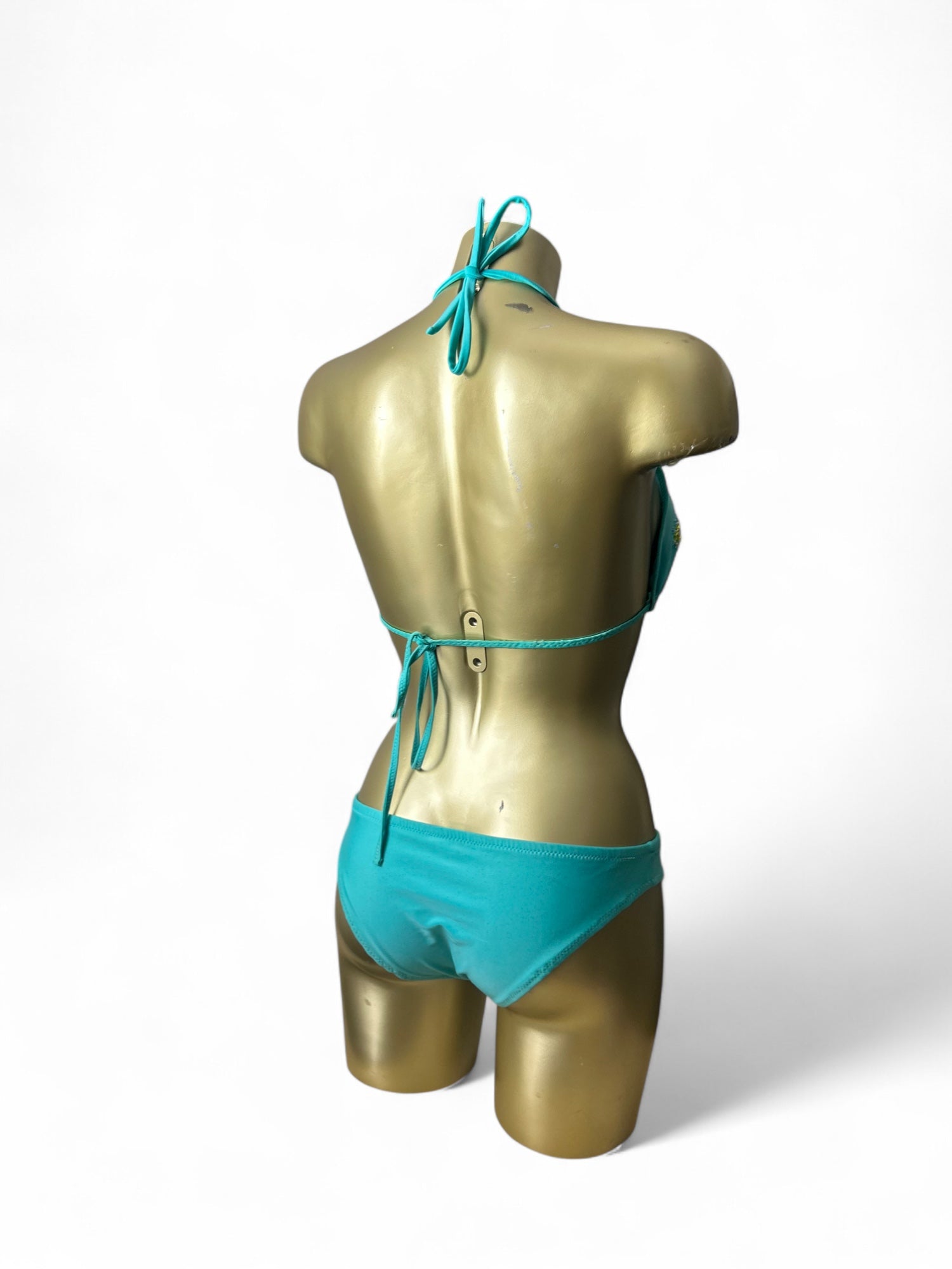 Blue embroidered pearls bikini set (M)